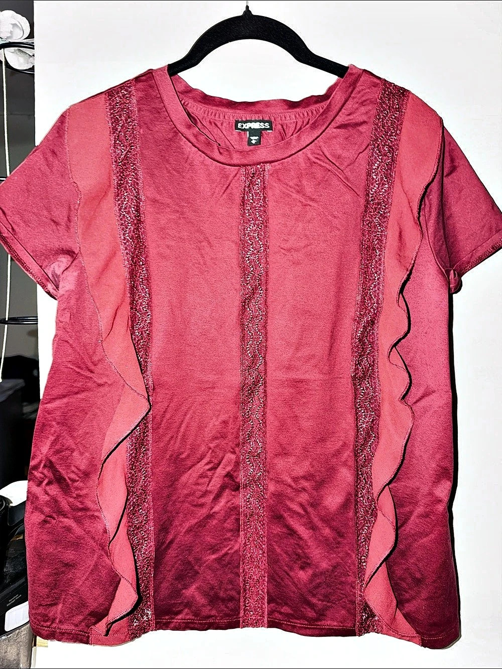 Express Embellished Ruffle Tee